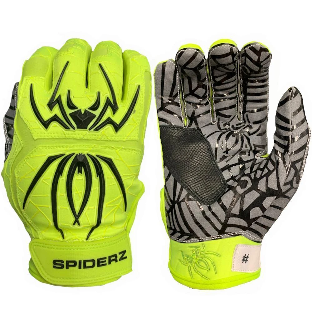 2022 Spiderz Hybrid Batting Gloves: Neon Yellow/Black