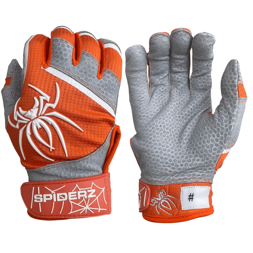 2022 Spiderz PRO Model Batting Gloves: Orange/White