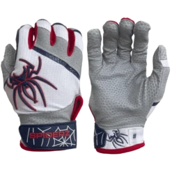 2022 Spiderz PRO Model Batting Gloves: White/Navy/Red