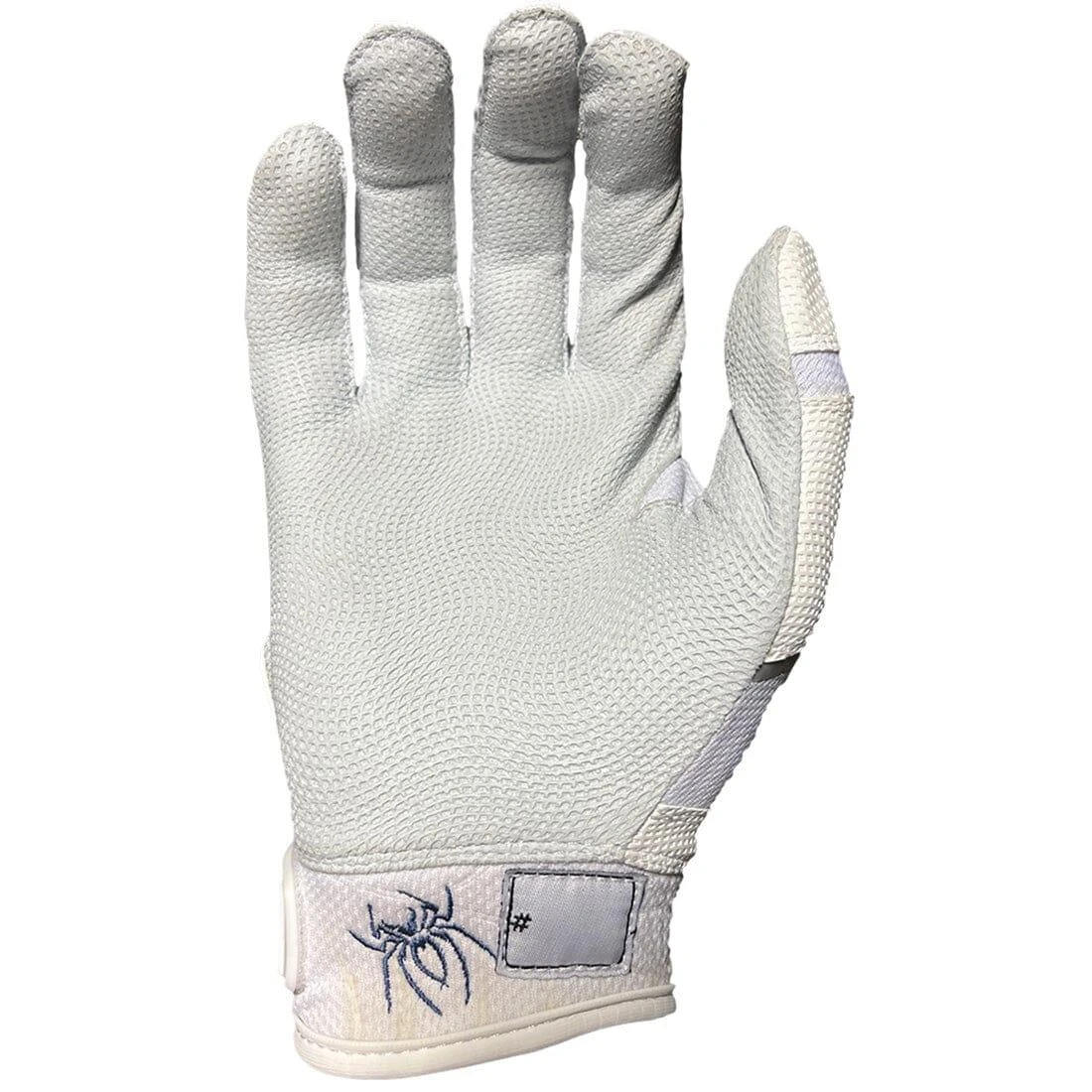 2023 Spiderz Pro Model Batting Gloves: White/Black/Silver - Image 3