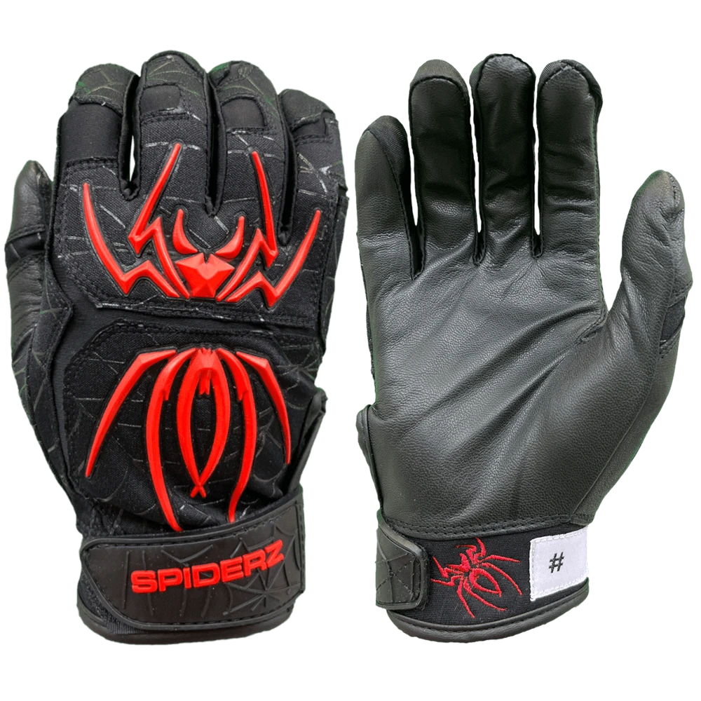 2022 Spiderz ENDITE Batting Gloves: Black And Red