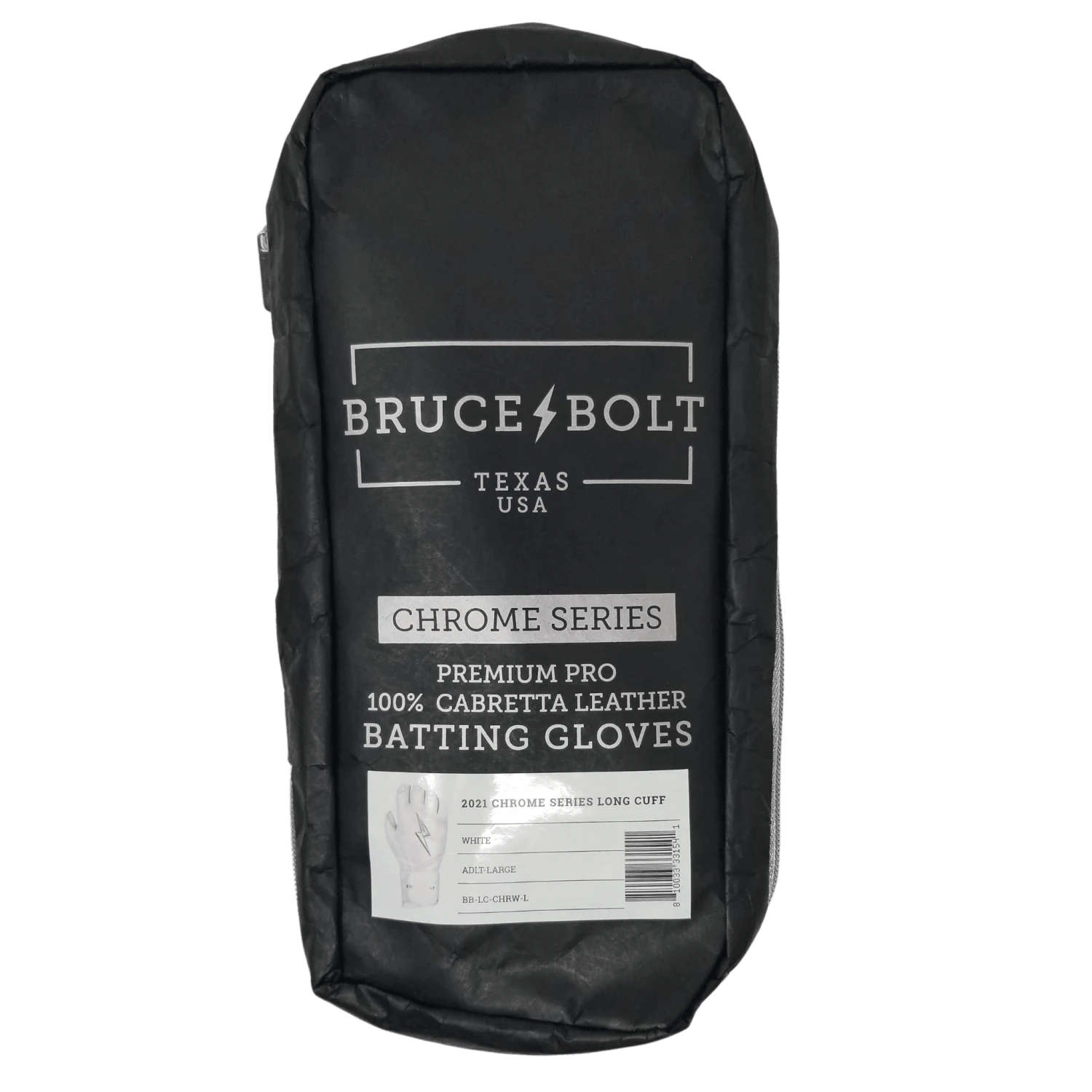 Bruce Bolt PREMIUM PRO Chrome Series Long Cuff Batting Gloves: White - Image 3