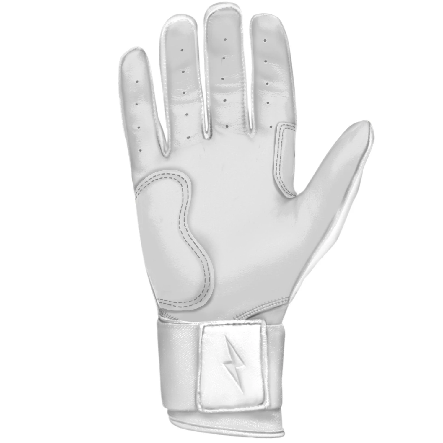Bruce Bolt PREMIUM PRO Chrome Series Long Cuff Batting Gloves: White - Image 6