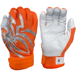 2022 Spiderz PRIZM Batting Gloves: Orange/Silver