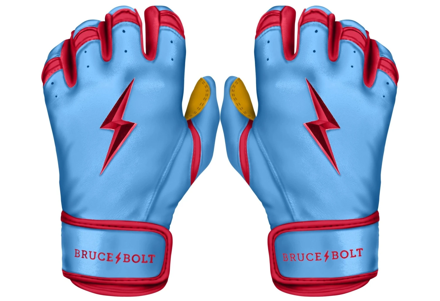 Bruce Bolt PREMIUM PRO BADER Series Short Cuff Batting Gloves: Baby Blue