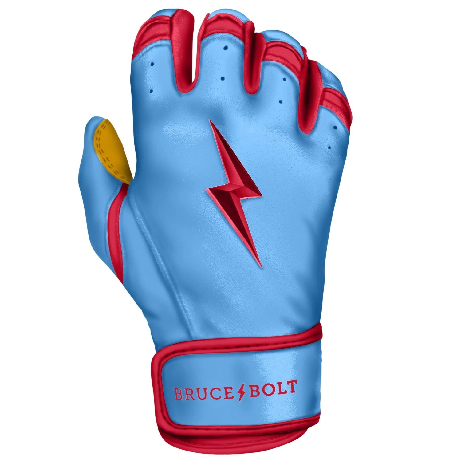 Bruce Bolt PREMIUM PRO BADER Series Short Cuff Batting Gloves: Baby Blue - Image 4