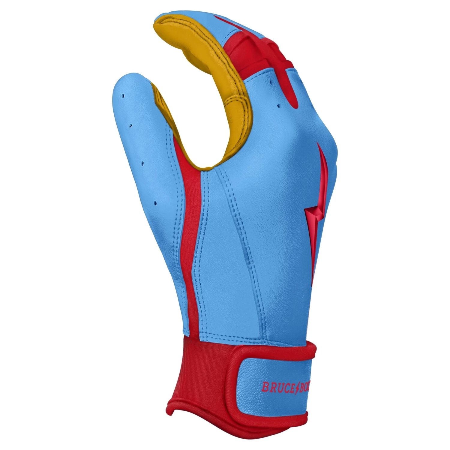 Bruce Bolt PREMIUM PRO BADER Series Short Cuff Batting Gloves: Baby Blue - Image 5