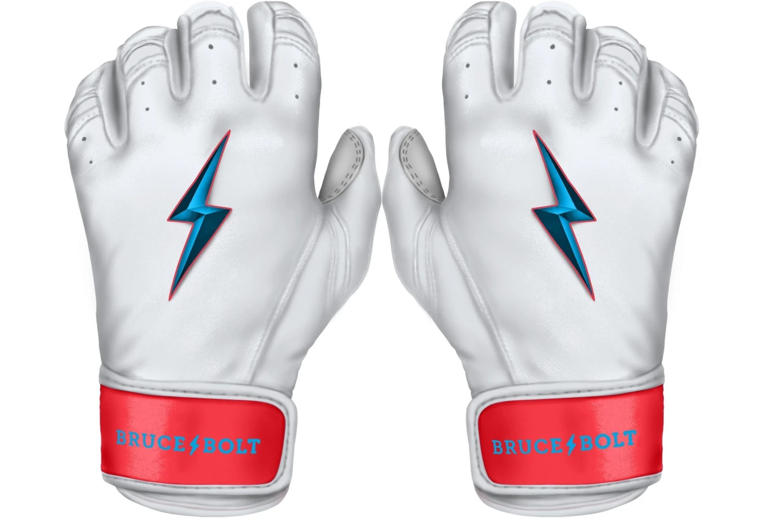 Bruce Bolt PREMIUM PRO BRINSON Series Short Cuff Batting Gloves: White