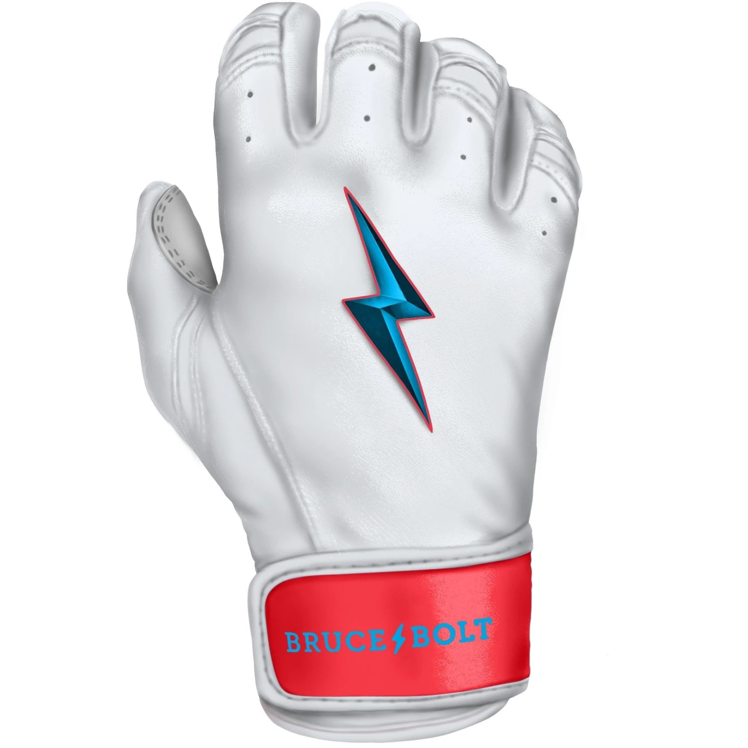 Bruce Bolt PREMIUM PRO BRINSON Series Short Cuff Batting Gloves: White - Image 4