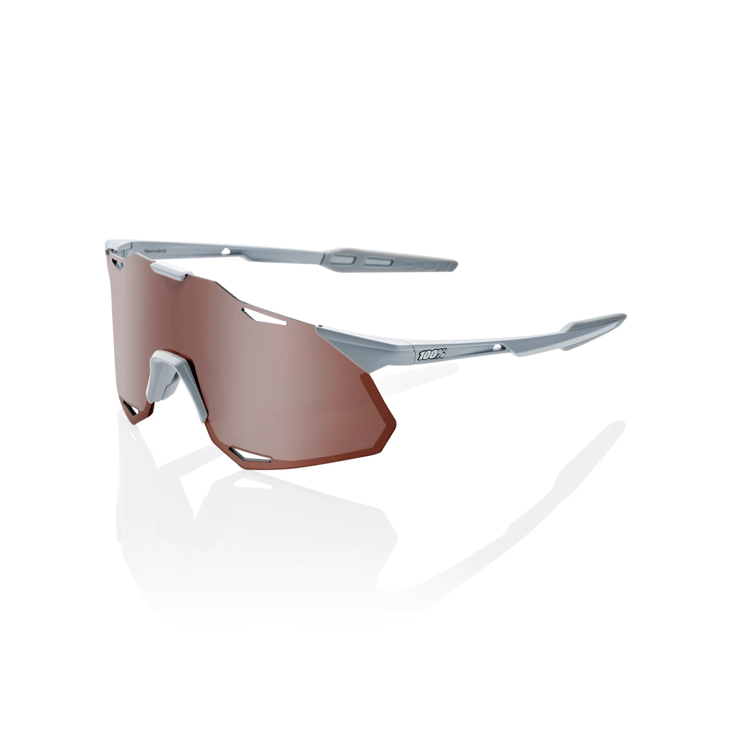 100% HYPERCRAFT Sunglasses Matte Stone Grey - HiPER Crimson Silver Mirror Lens
