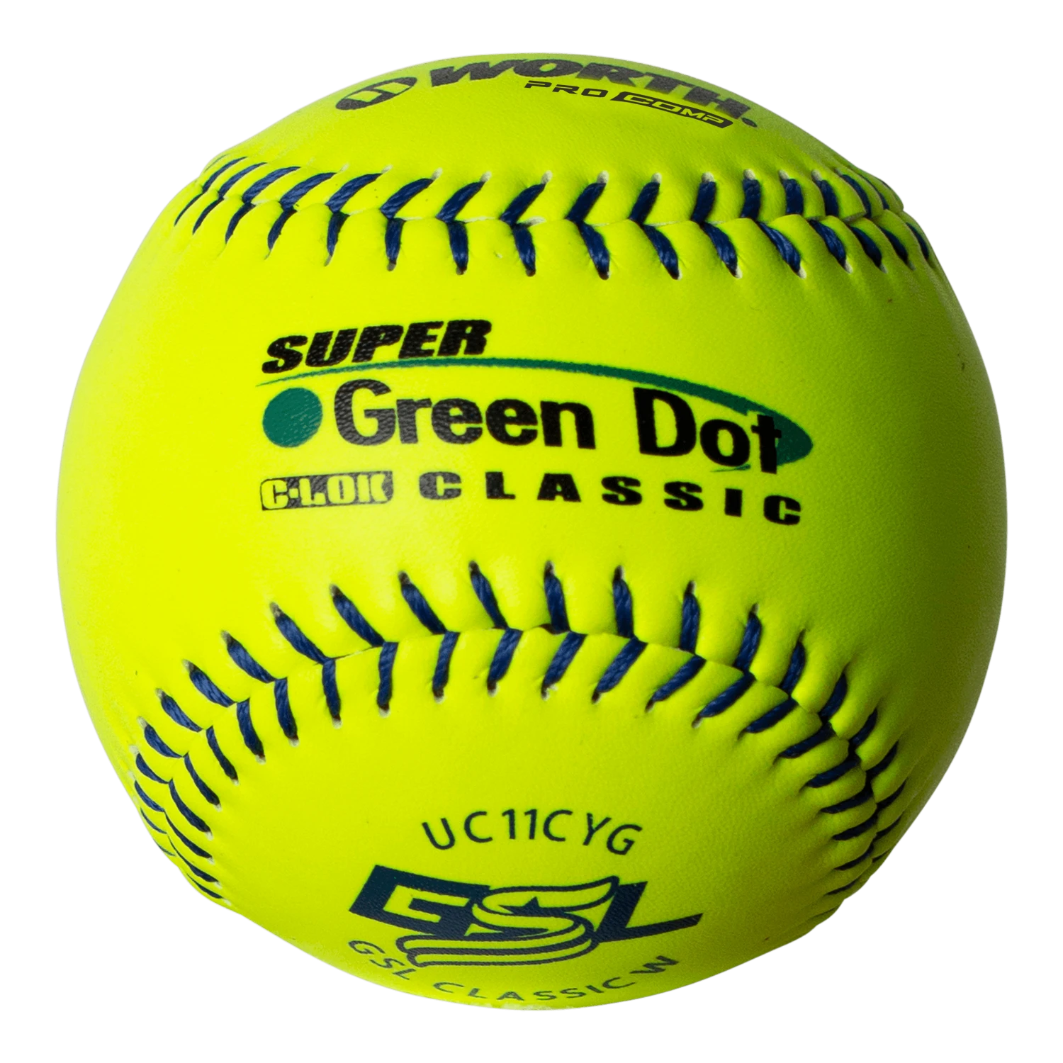 Worth 11" GSL Super Green Dot Classic W Composite Softballs (Dozen): UC11CYG