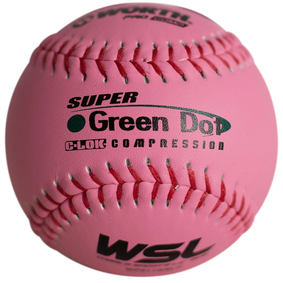 Worth Pink 11" WSL Super Green Dot 47/400 Slowpitch Softballs (Dozen): WPS11WSLC