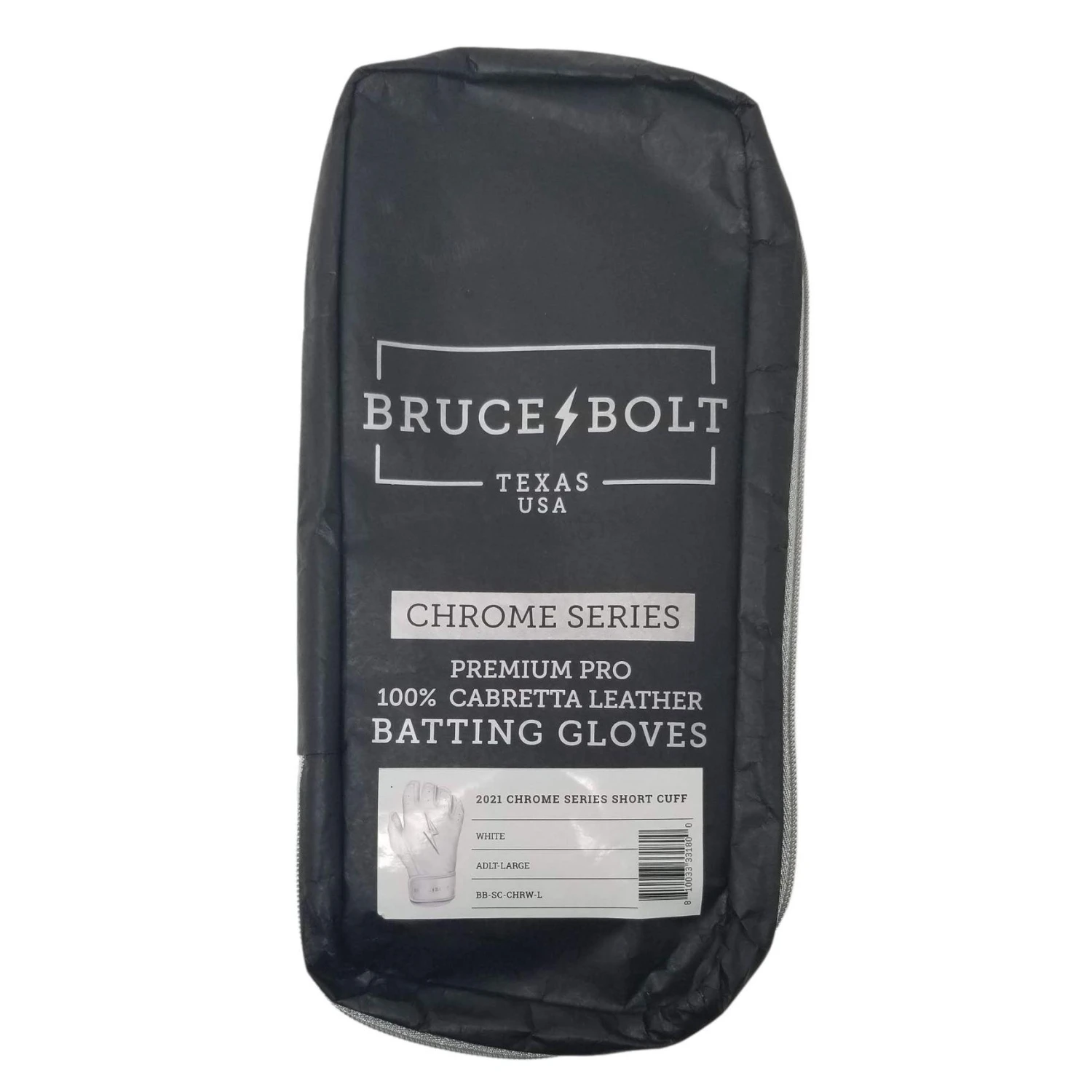 Bruce Bolt PREMIUM PRO Chrome Series Long Cuff Batting Gloves: Black - Image 4