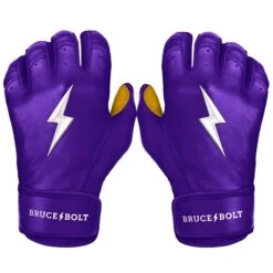 Bruce Bolt PREMIUM PRO Short Cuff Batting Gloves: Purple
